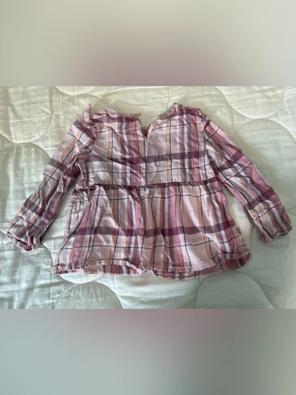 OshKosh B'gosh Lavender Pink Plaid Long-Sleeve Peplum Top